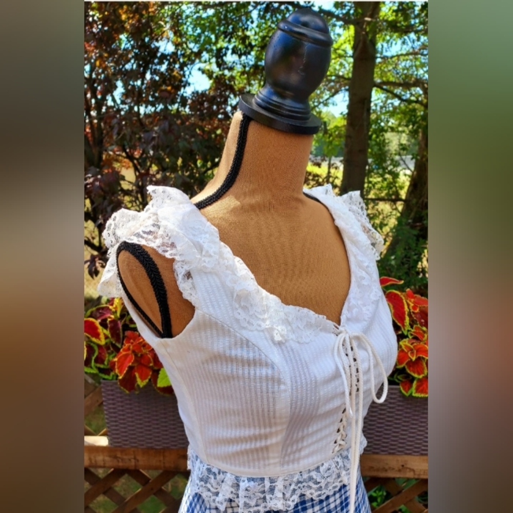 Vintage 70's Gunne Sax by Jessica Prairie Cottagcore Corset Boho Maxi Dress - Picture 6 of 9